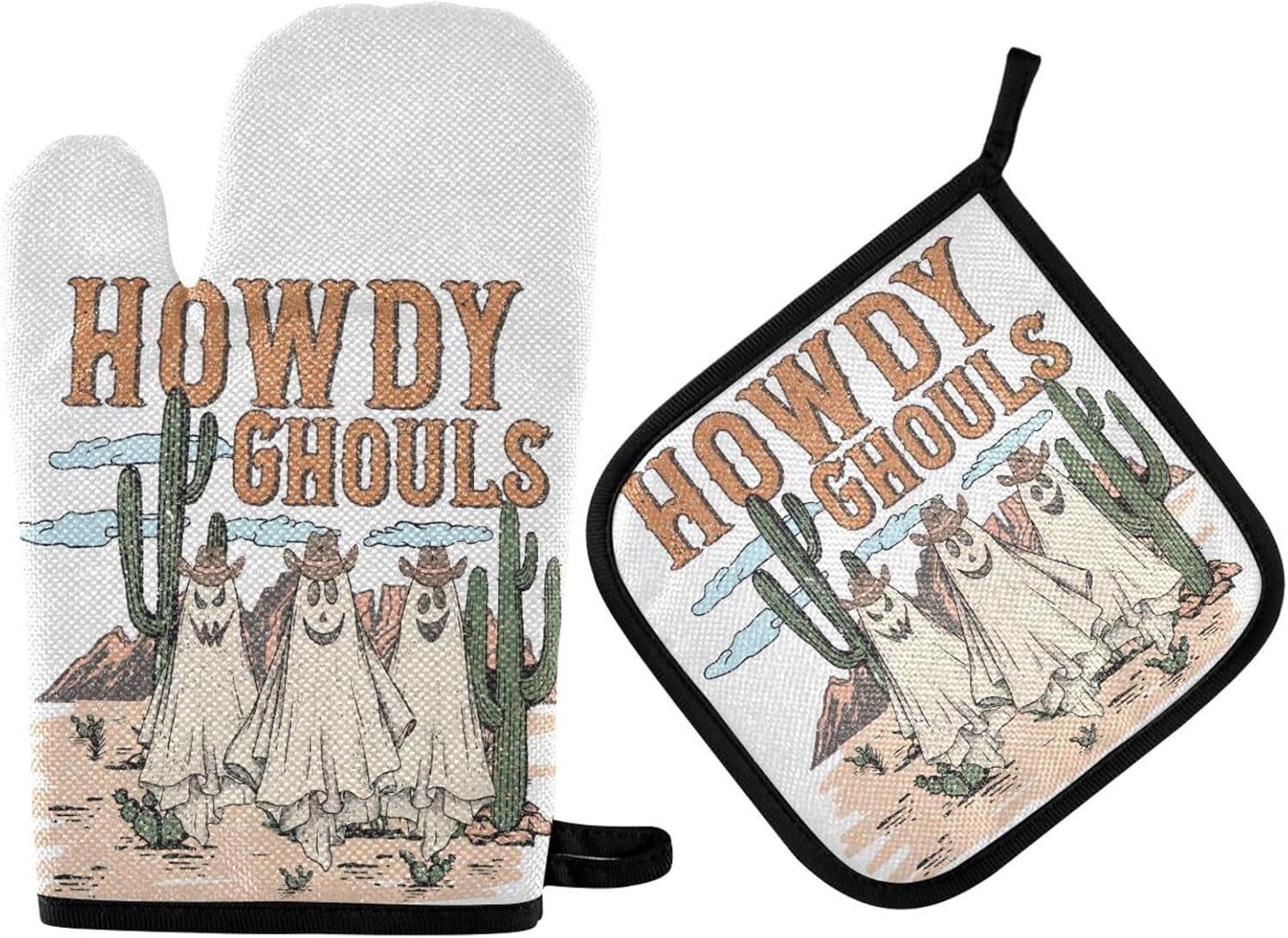 FFYHO Western Halloween Oven Mitts Pot Holder Set 1