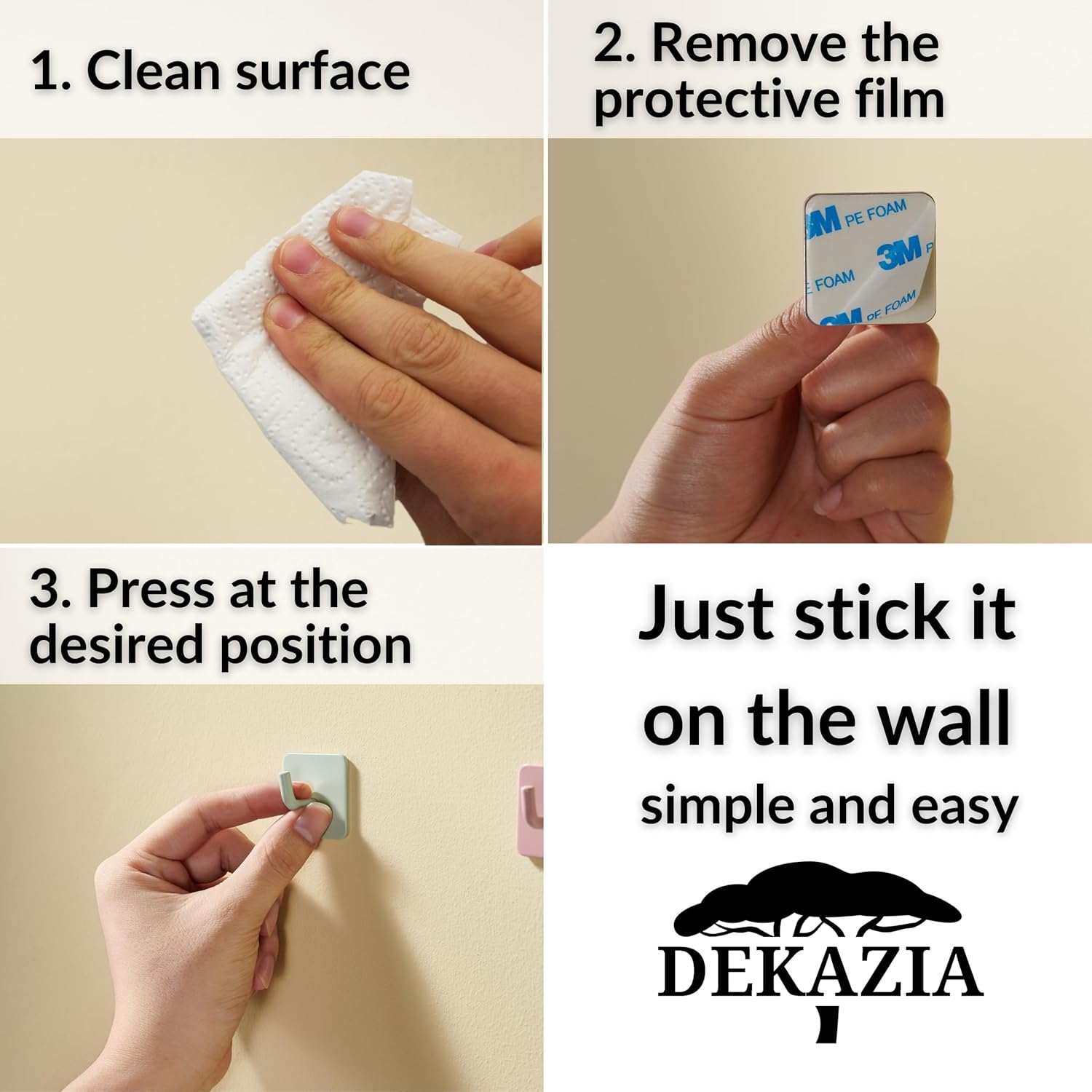 DEKAZIA Cute Kids Wall Hooks - Colorful Adhesive