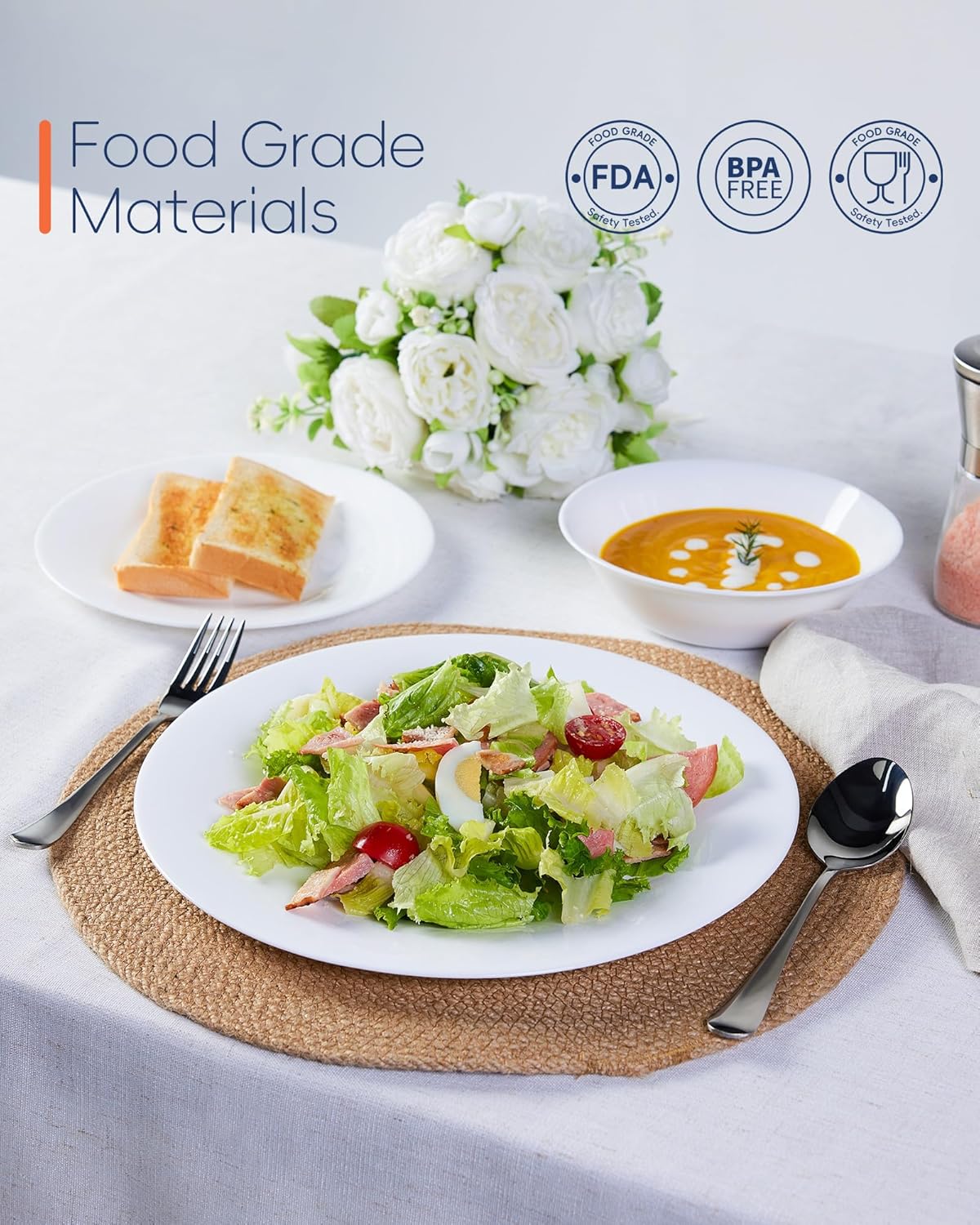 LaGlint 18-Piece Opal Glass Dinnerware Set