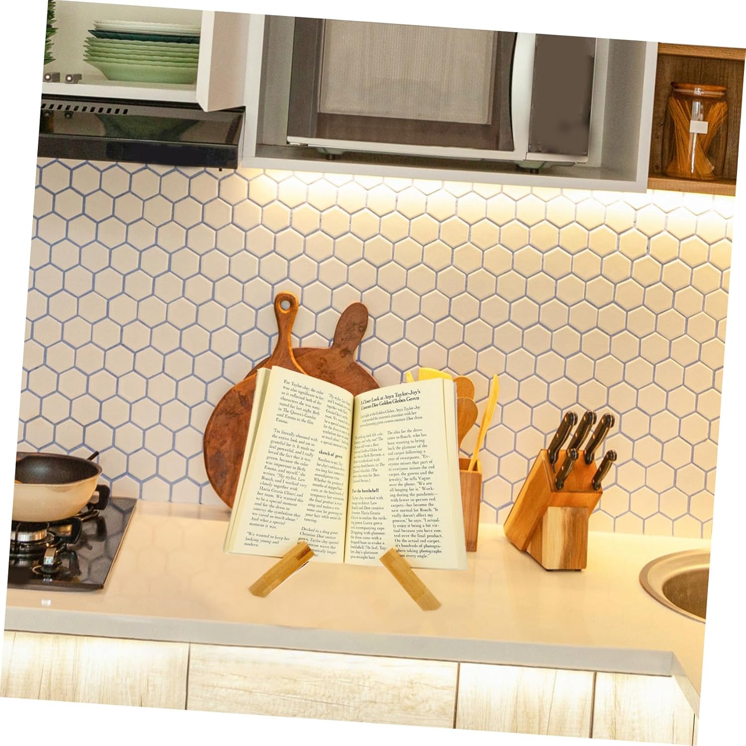 BRIGHTFUFU Wooden Book Stand for Reading and Kitchen Display