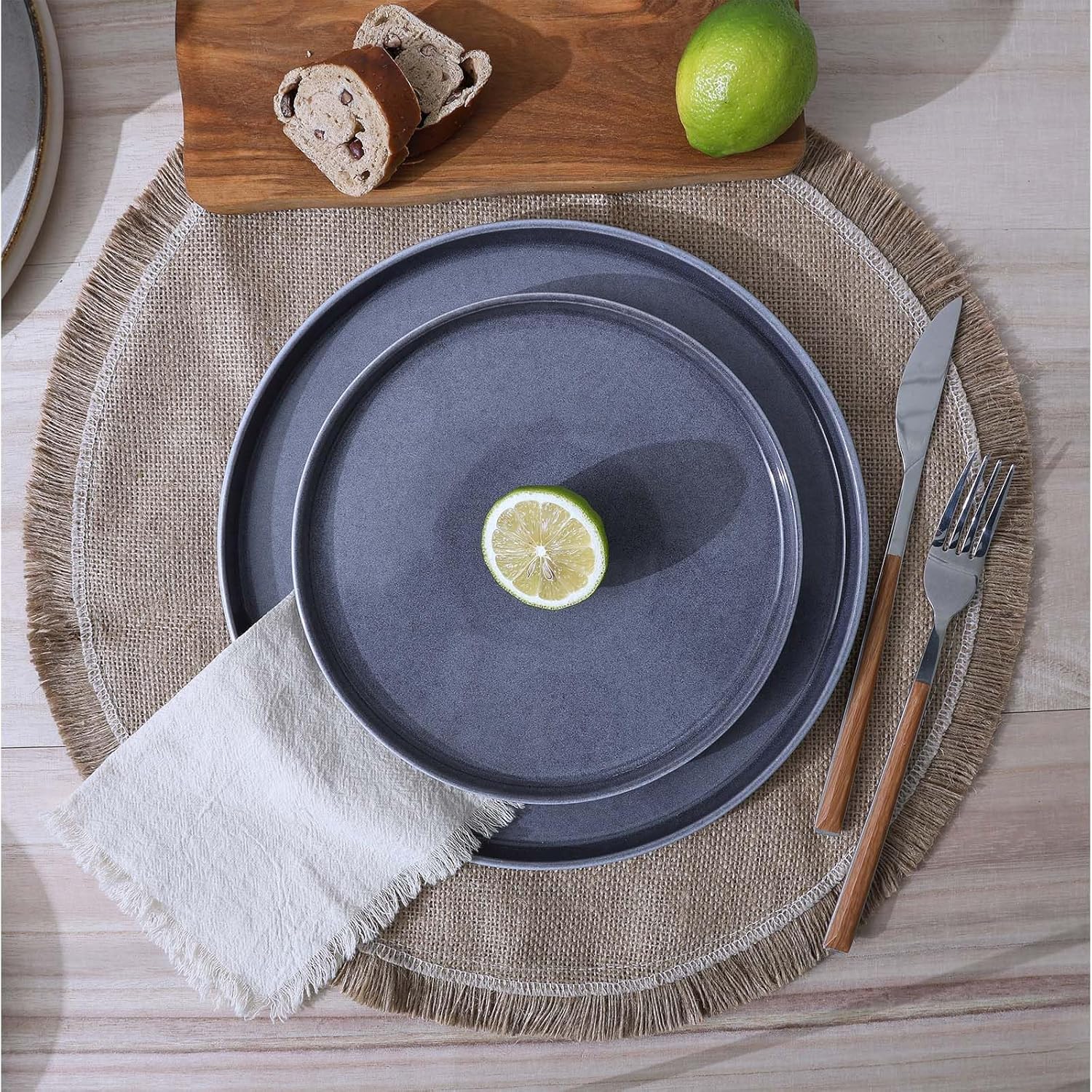 Famiware Annecy Misty-Blue Dinnerware Set for 4