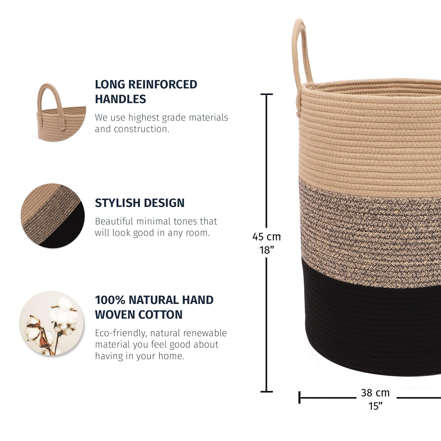OrganiHaus Brown Woven Storage Basket 15x18