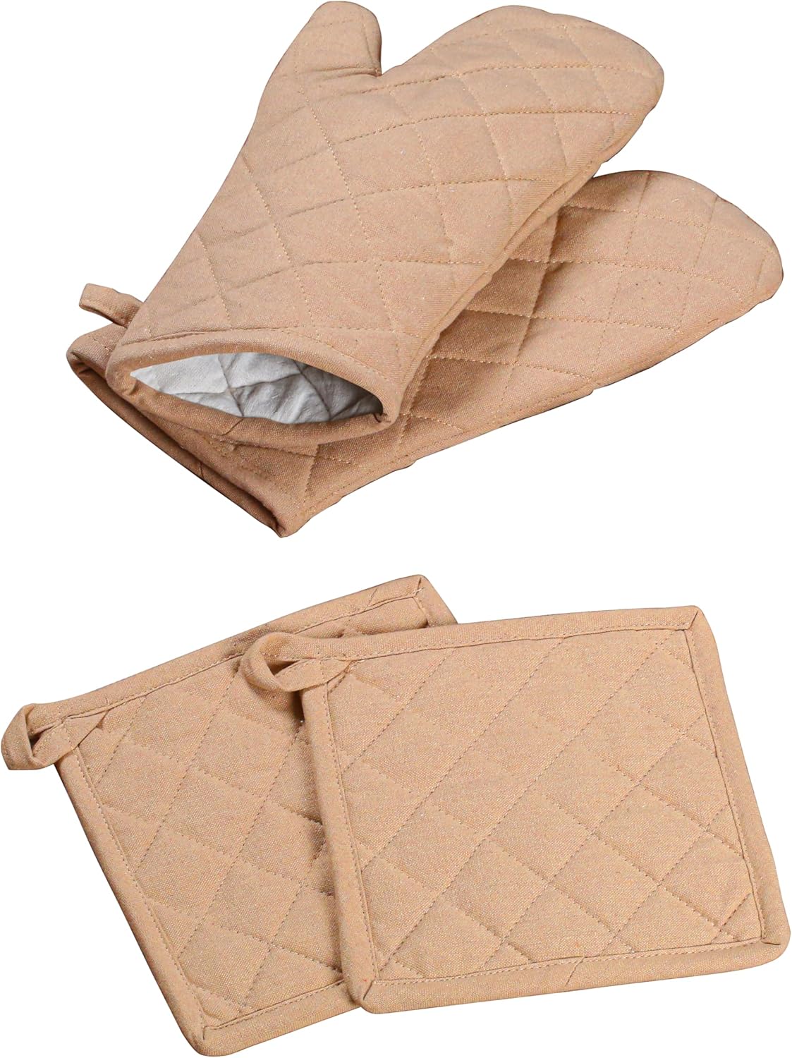 Softopia Cotton Oven Mitts Potholders Set of 4 Beige