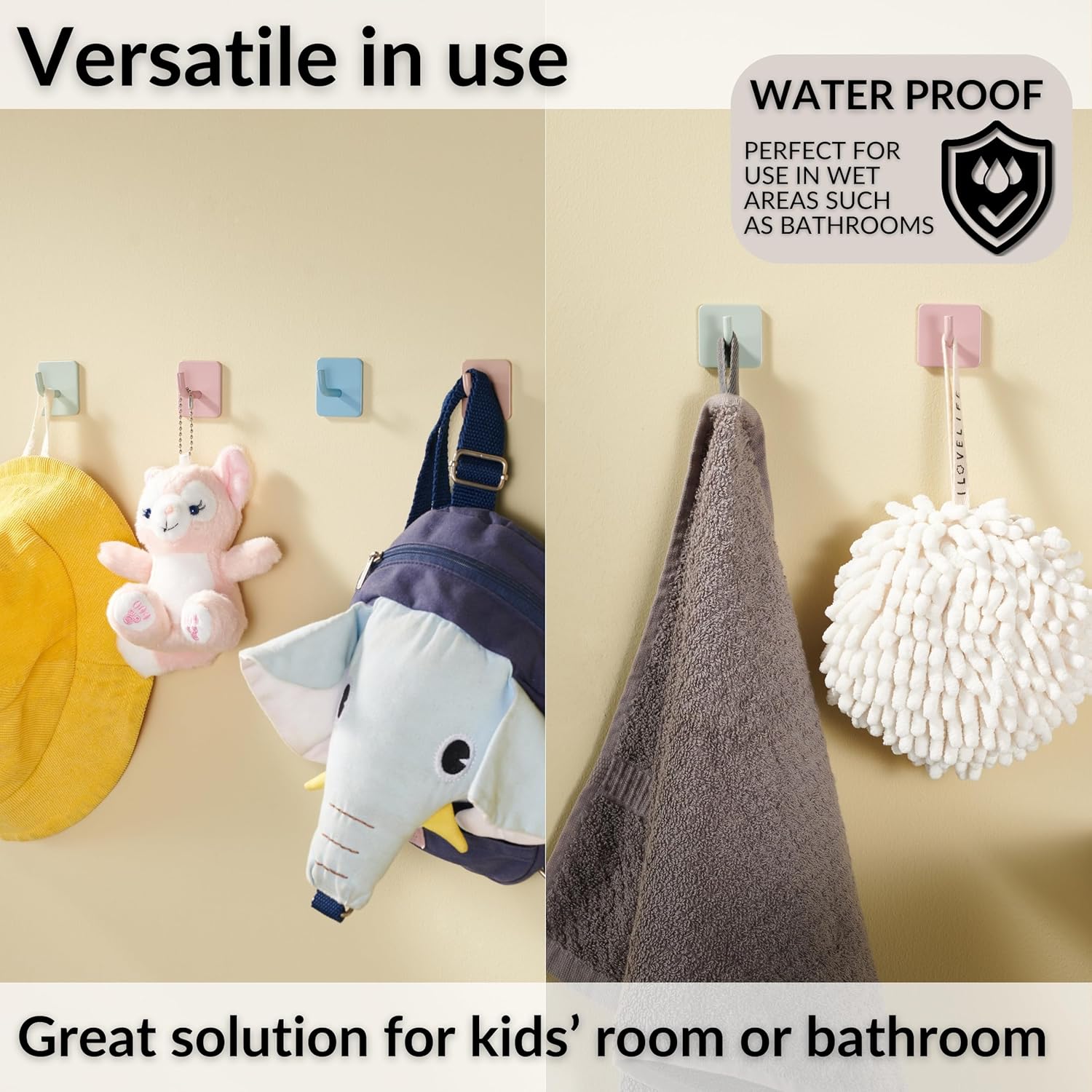 DEKAZIA Cute Kids Wall Hooks - Colorful Adhesive