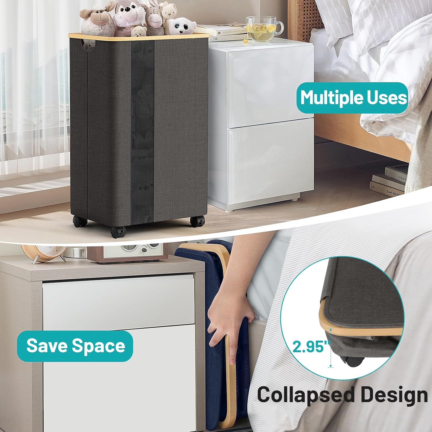 BlissTotes Laundry Basket with Lid and Wheels