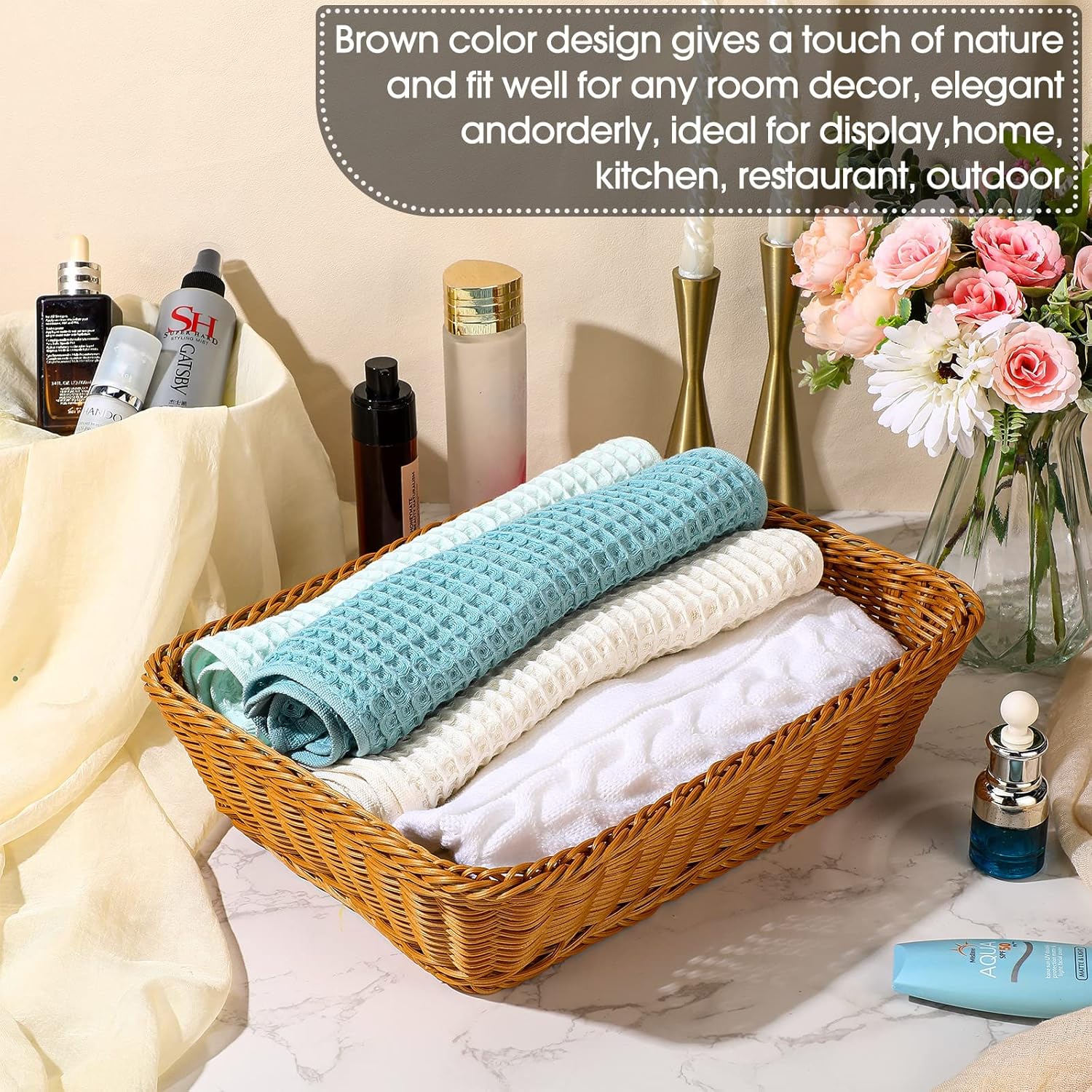 Irenare 6 Pcs Poly Wicker Bread Baskets