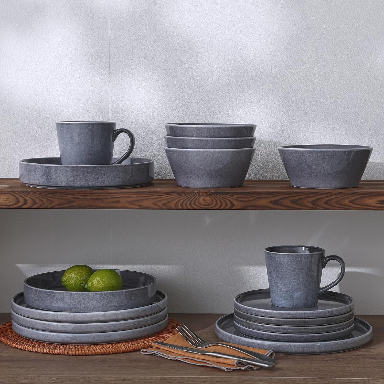 Famiware Annecy Misty-Blue Dinnerware Set for 4