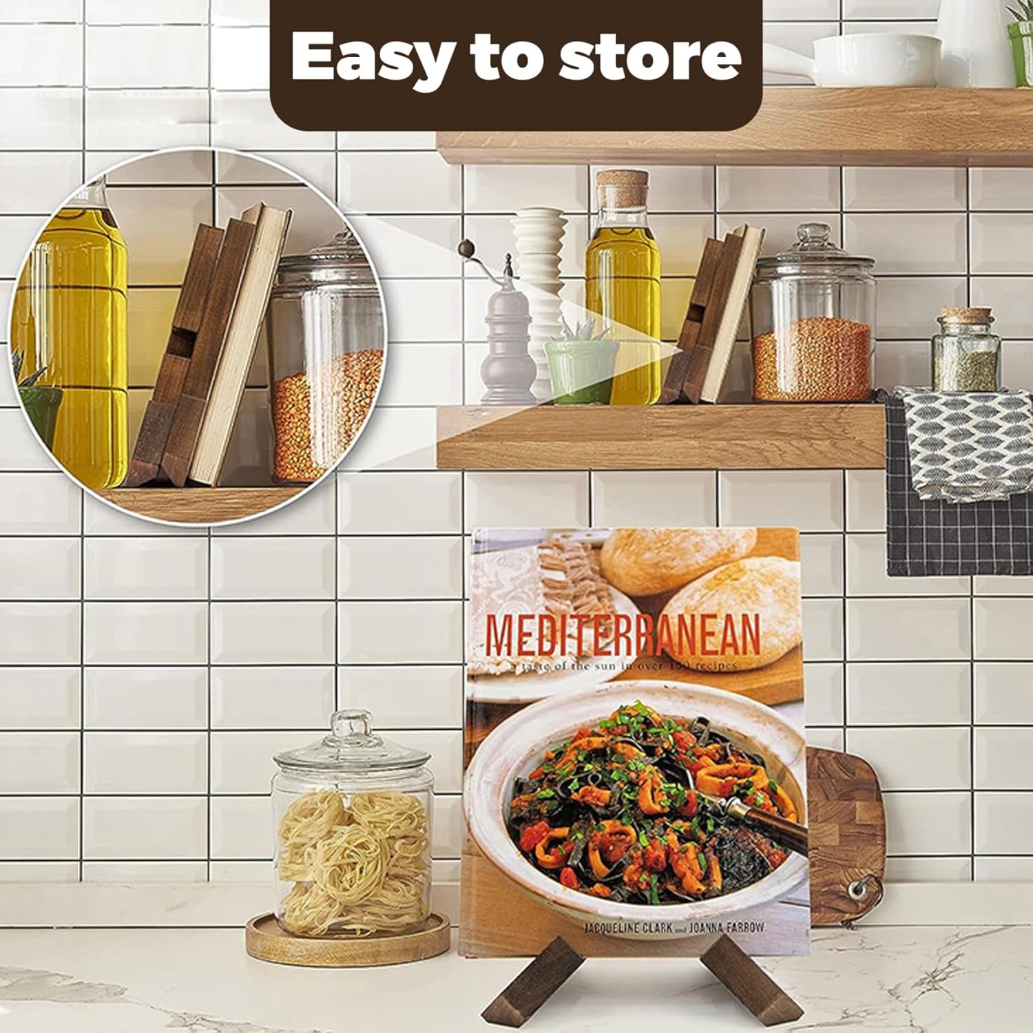 Wedhapy Cookbook Stand Wooden Recipe Book Holder