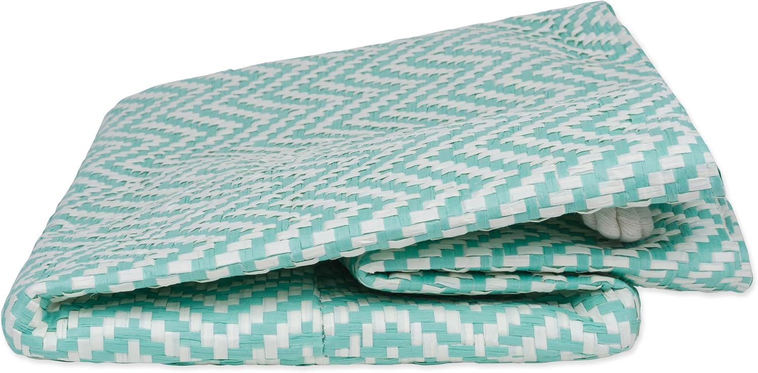 DII Chevron Woven Paper Storage Bin Medium Round Aqua