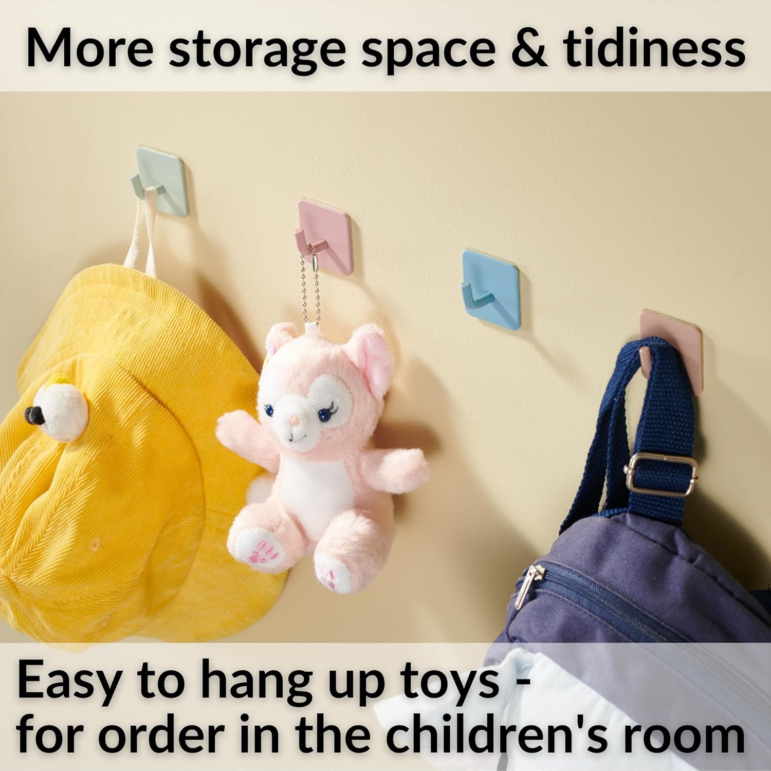 DEKAZIA Cute Kids Wall Hooks - Colorful Adhesive