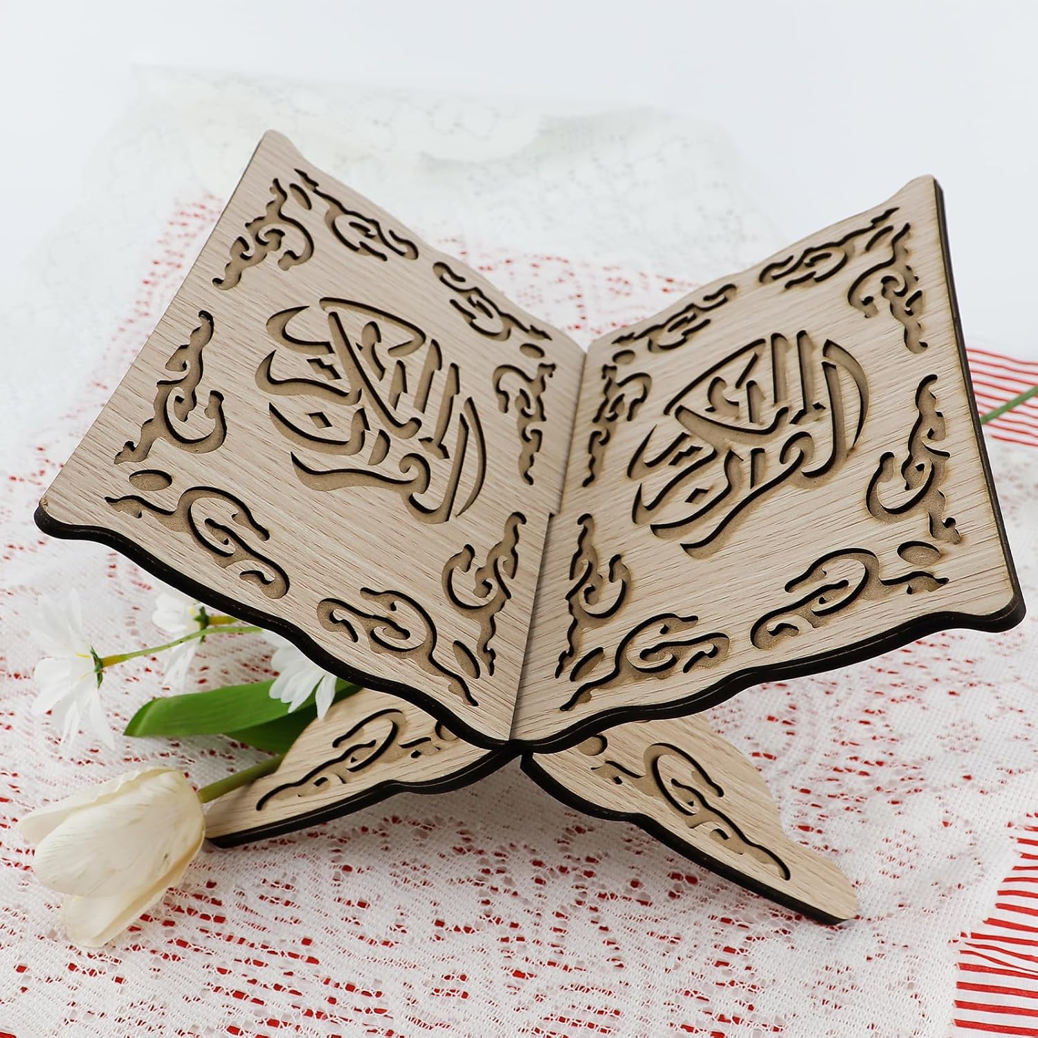 Foldable Wooden Book Stand for Cookbooks and Magazines