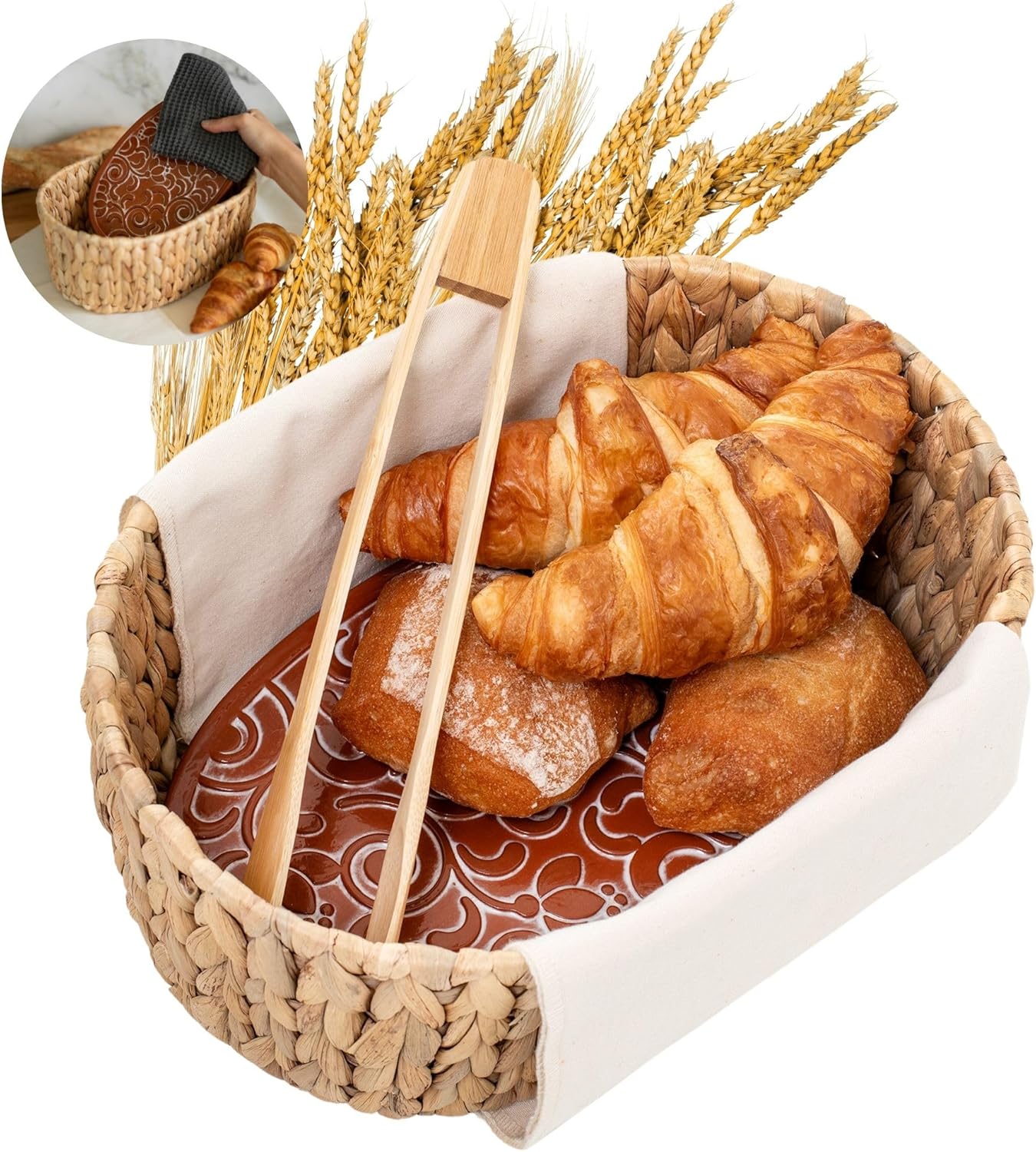 Bread Warmer Basket with Stone - 118x9x472 Inches