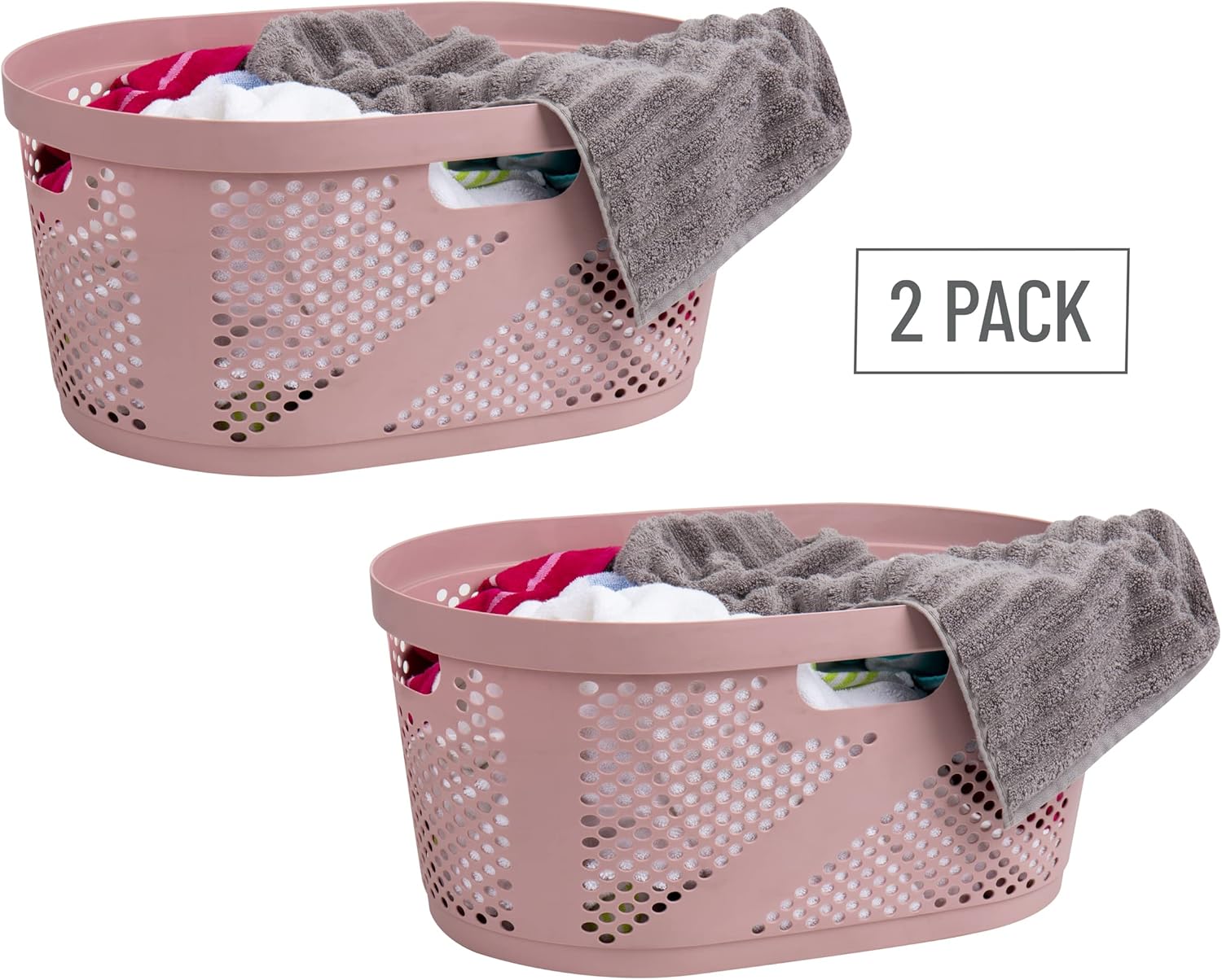 Mind Reader 40L Laundry Basket Set of 2 Pink