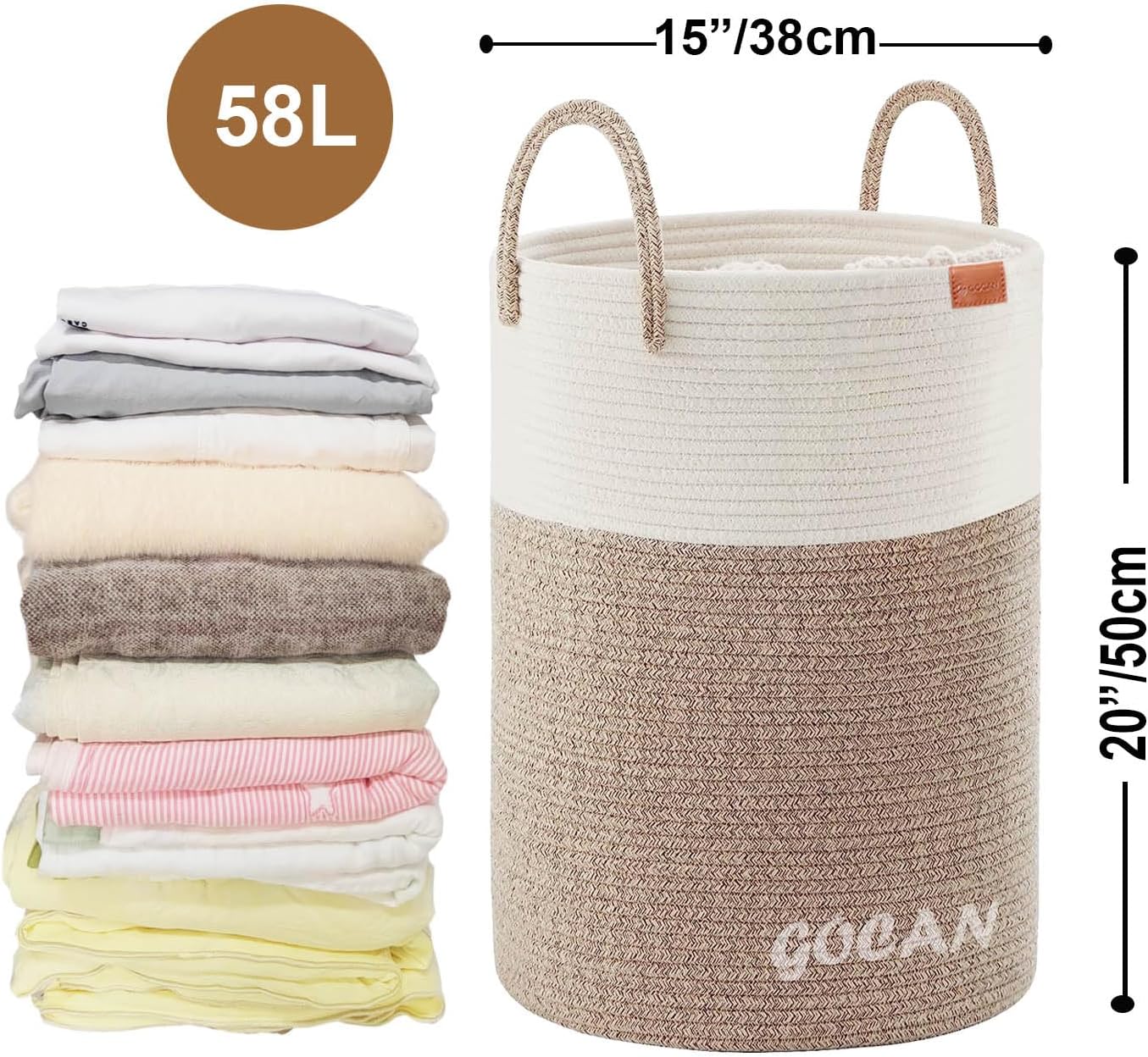 GOCAN Large Tall Laundry Hamper Basket Woven Storage 1