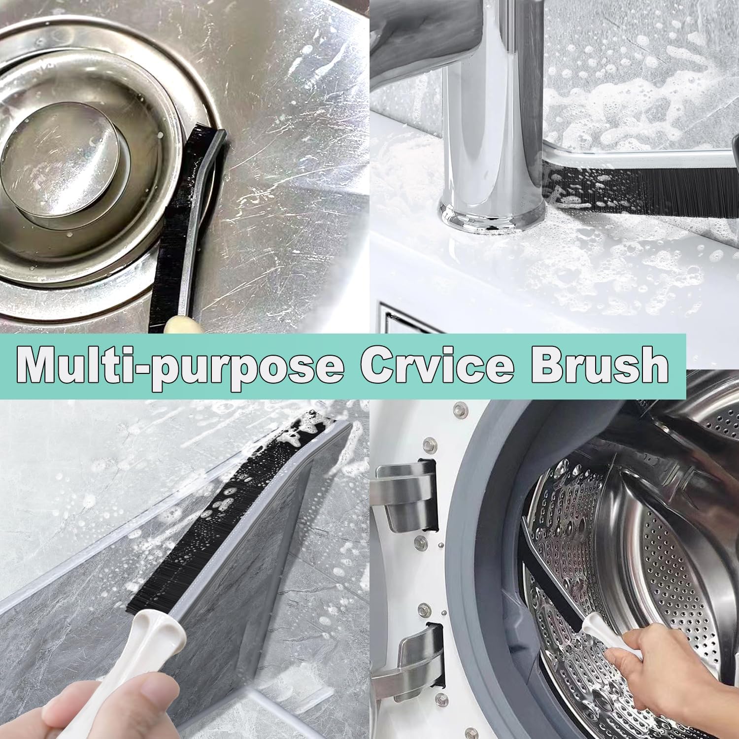 2Pcs Hard Bristle Crevice Cleaning Brush for Kitchen Bathroom and Windows