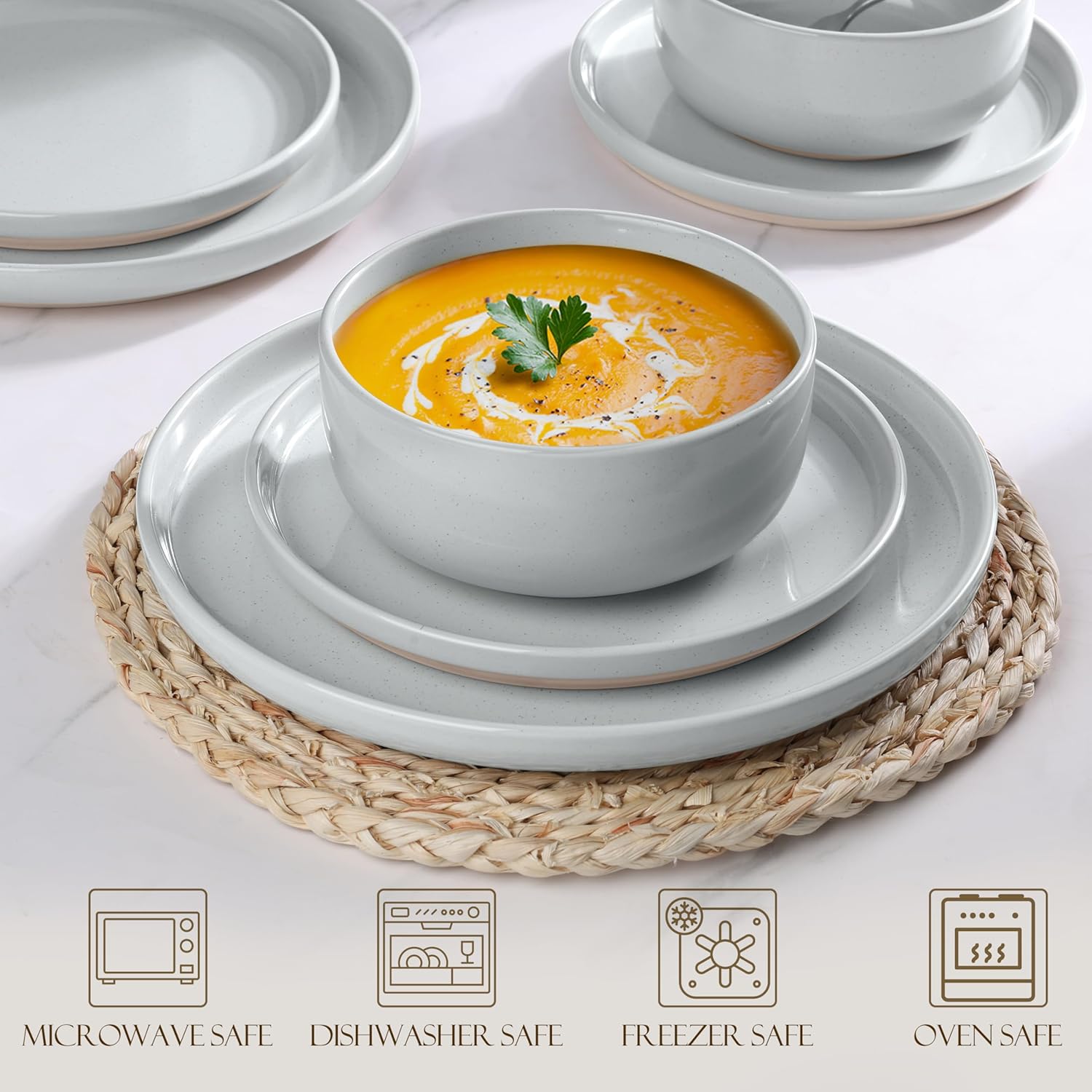 LIANYU 12-Piece Stoneware Dinnerware Set for 4