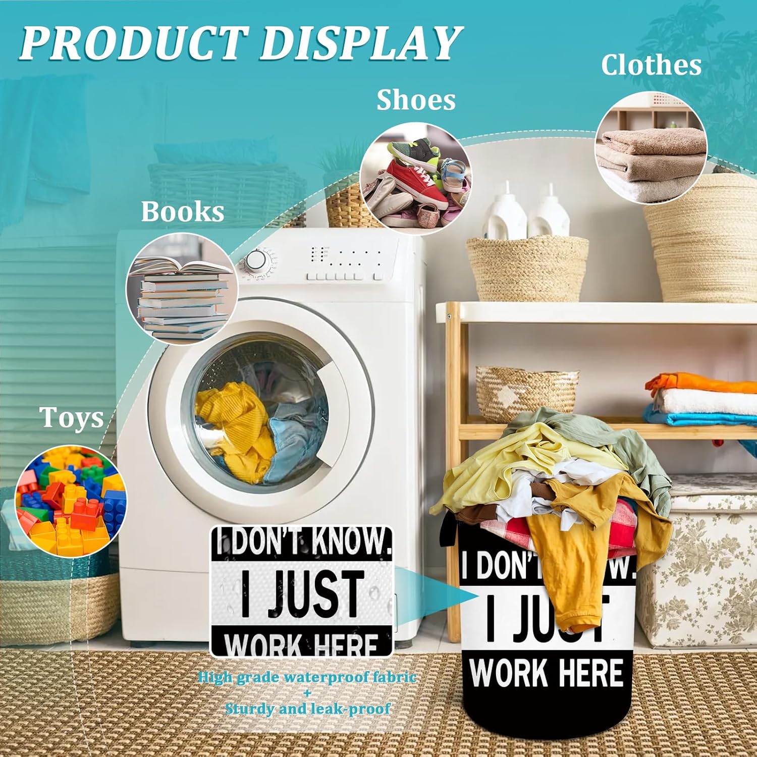 Funny Laundry Basket with Handles 16x20 Inch Foldable Hamper