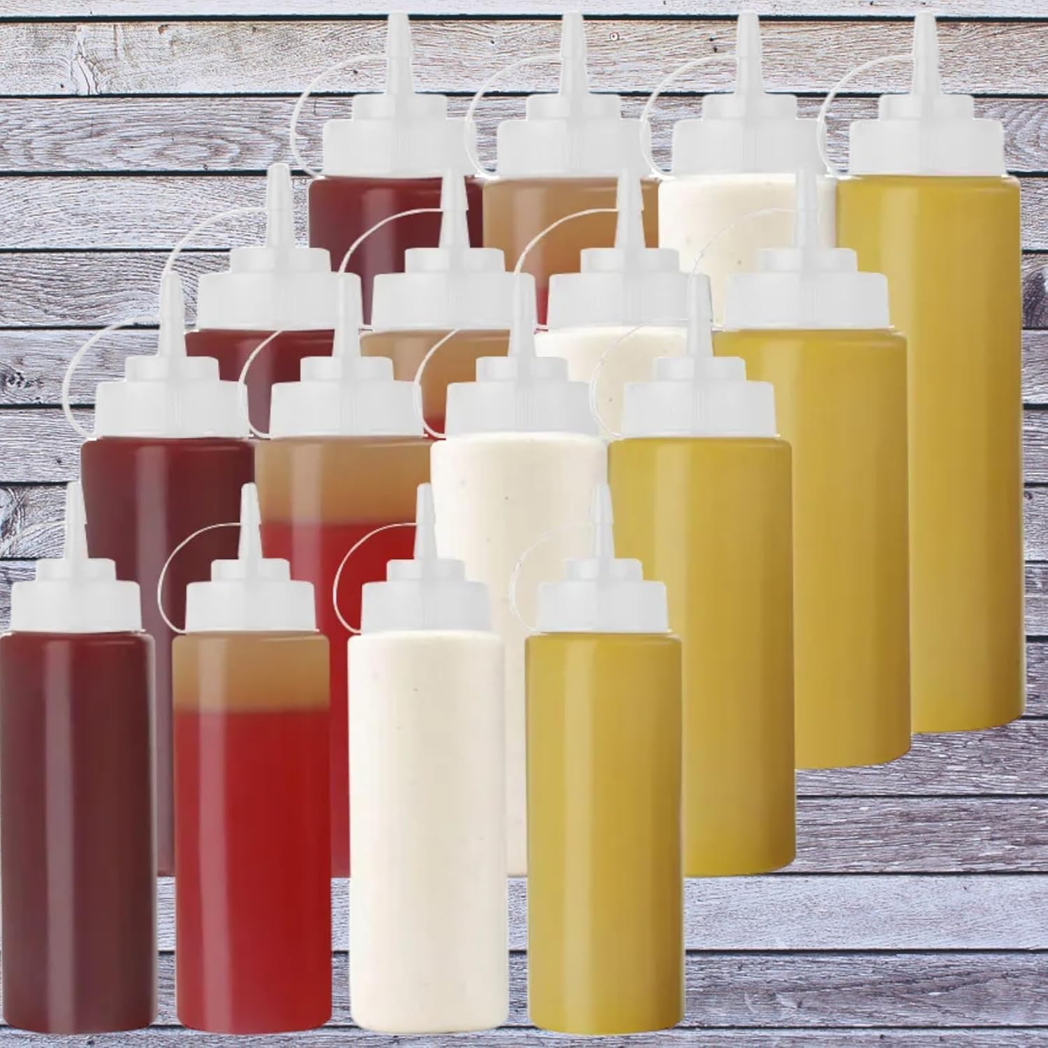 JUST-BUY 3-Pack 12 Oz Condiments Squeeze Bottles BPA Free