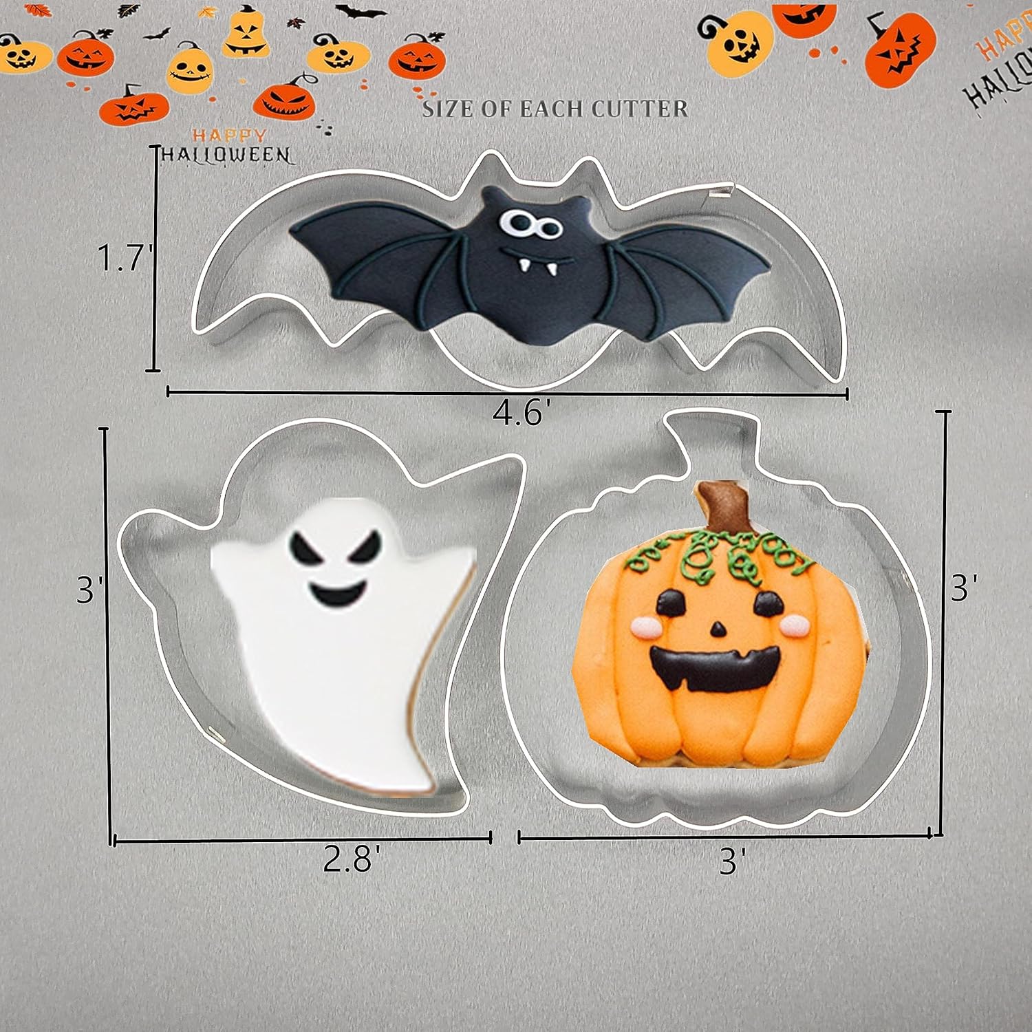Q-BAKER Halloween Cookie Cutters Set 3 Piece