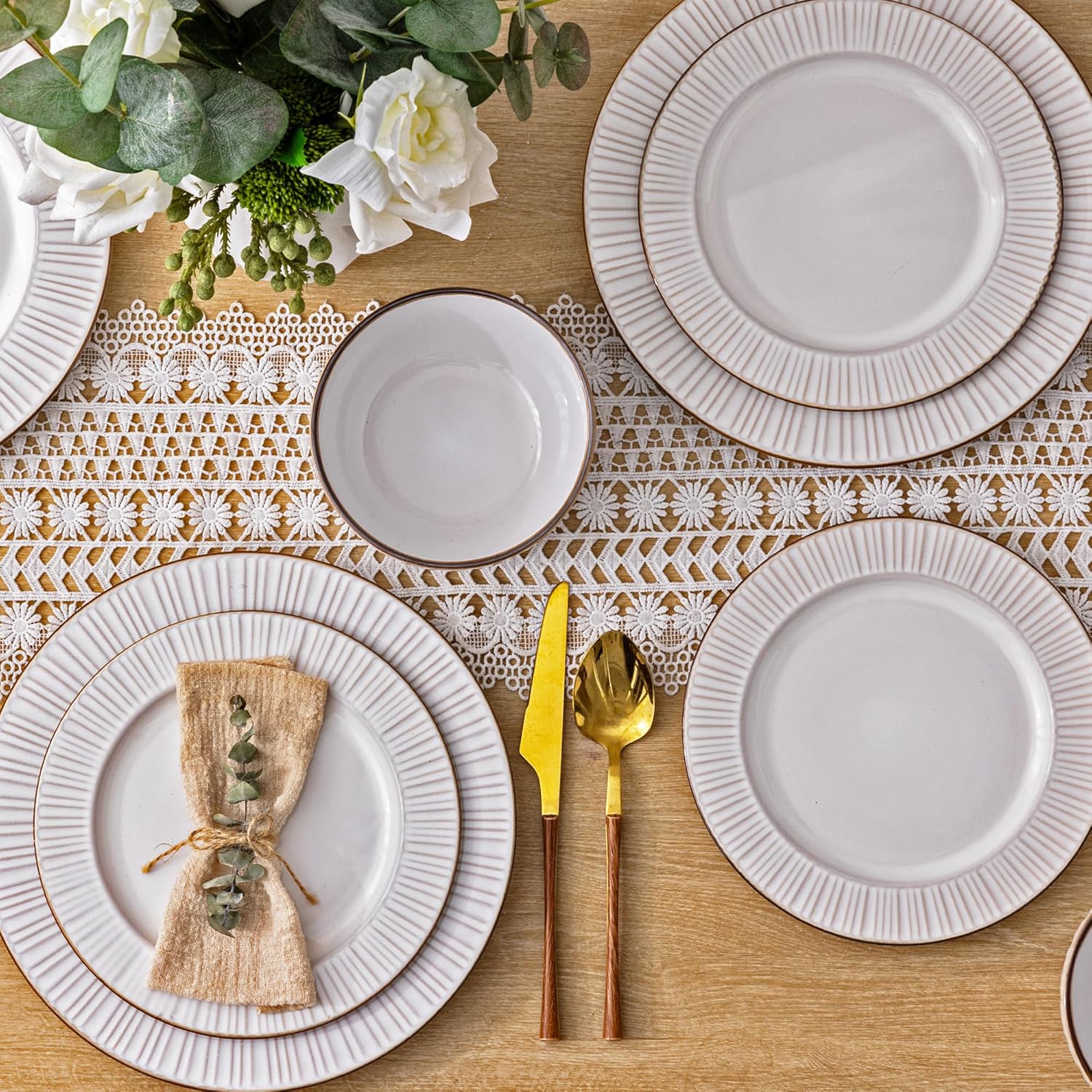 GBHOME Ceramic Dinnerware Set 12 Pcs Modern Elegant