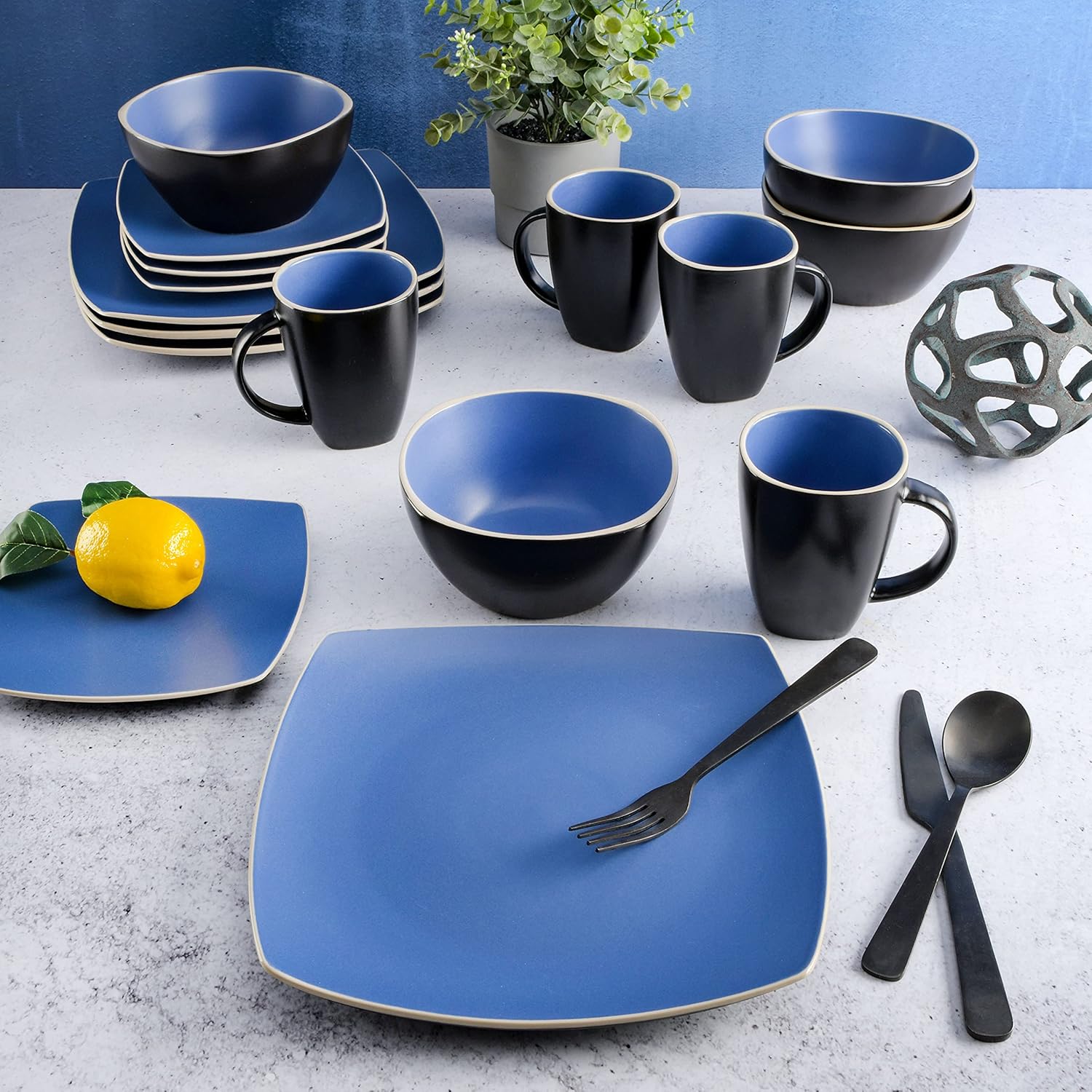 Gibson Soho Lounge Dinnerware Set 16pcs Matte Blue
