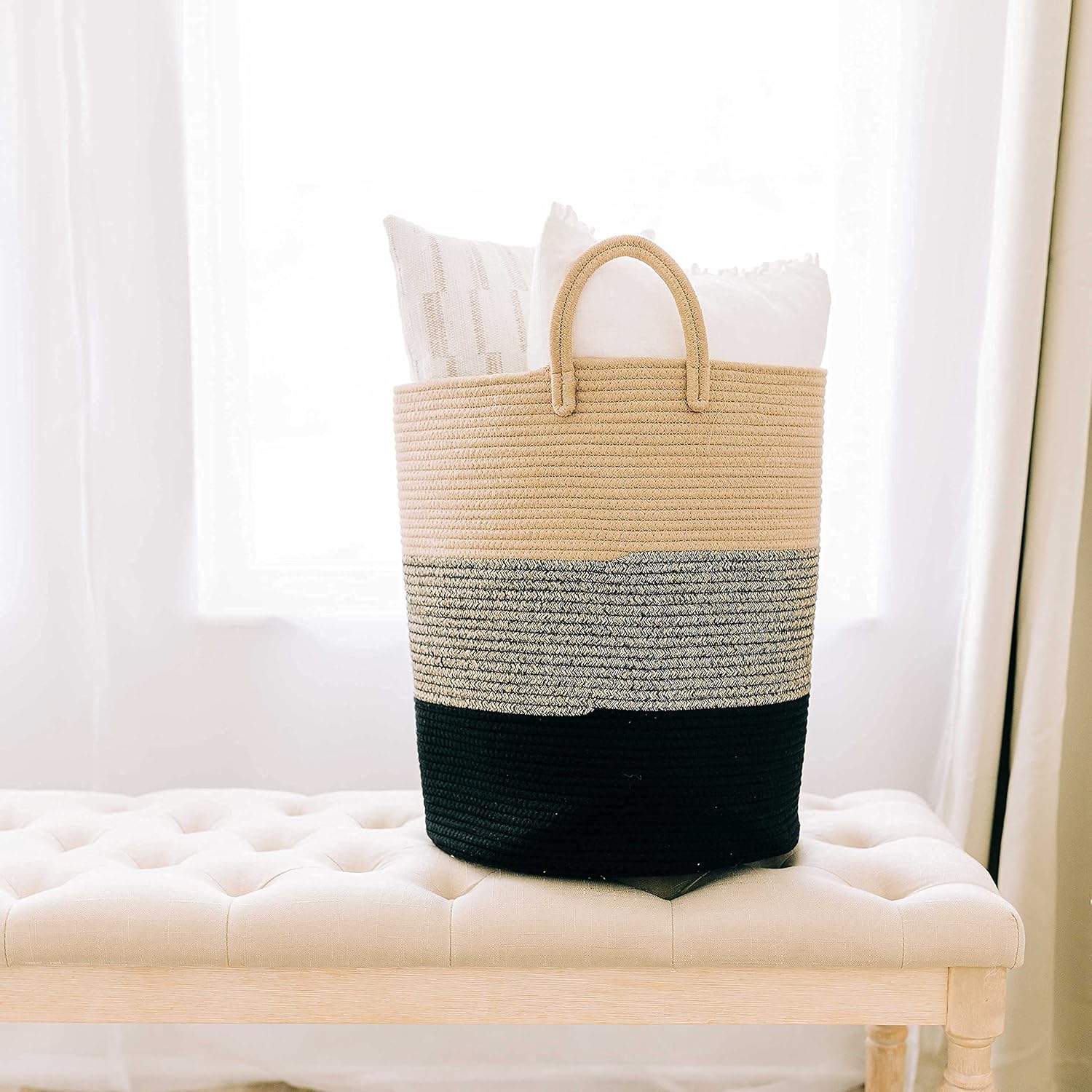 OrganiHaus Brown Woven Storage Basket 15x18