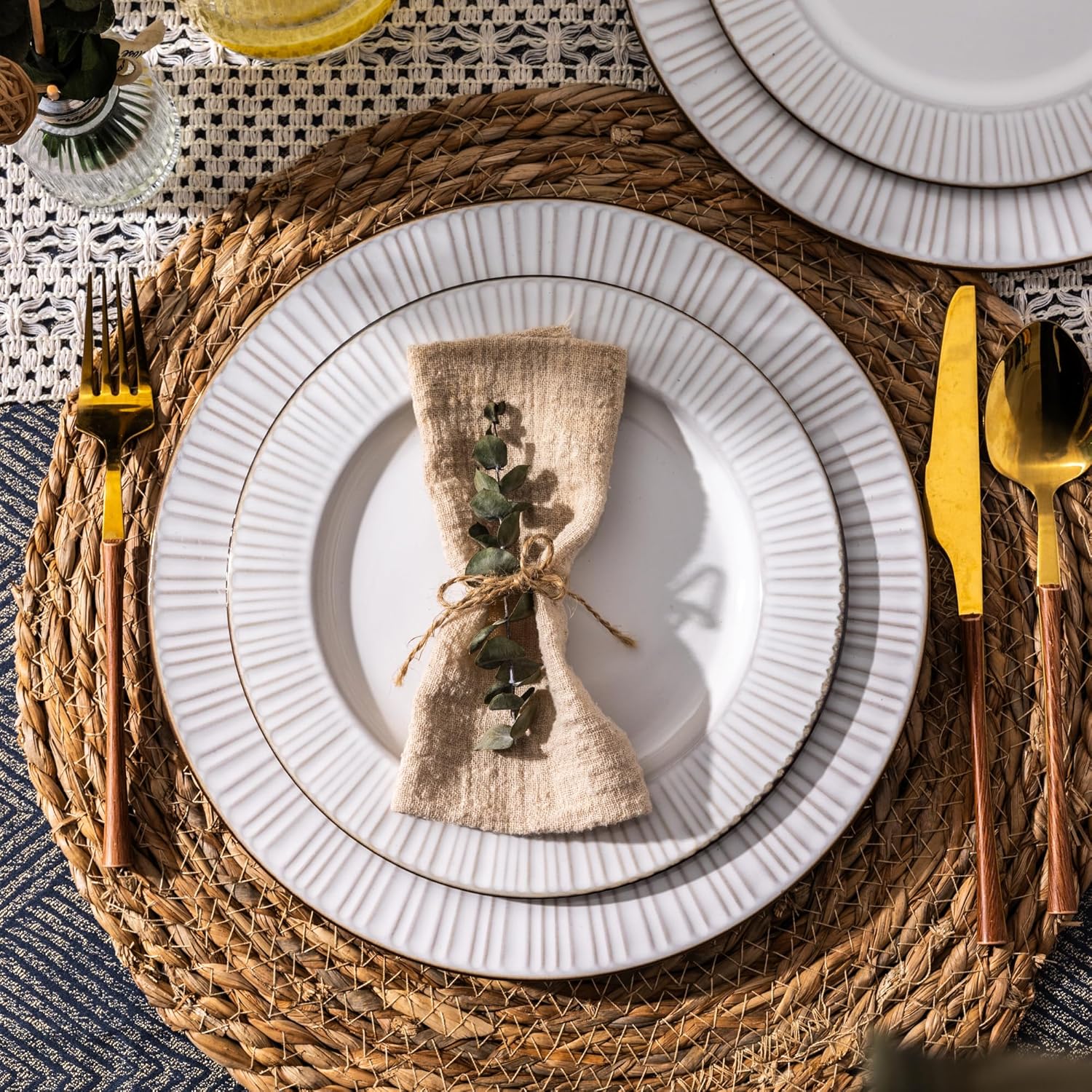 GBHOME Ceramic Dinnerware Set 12 Pcs Modern Elegant