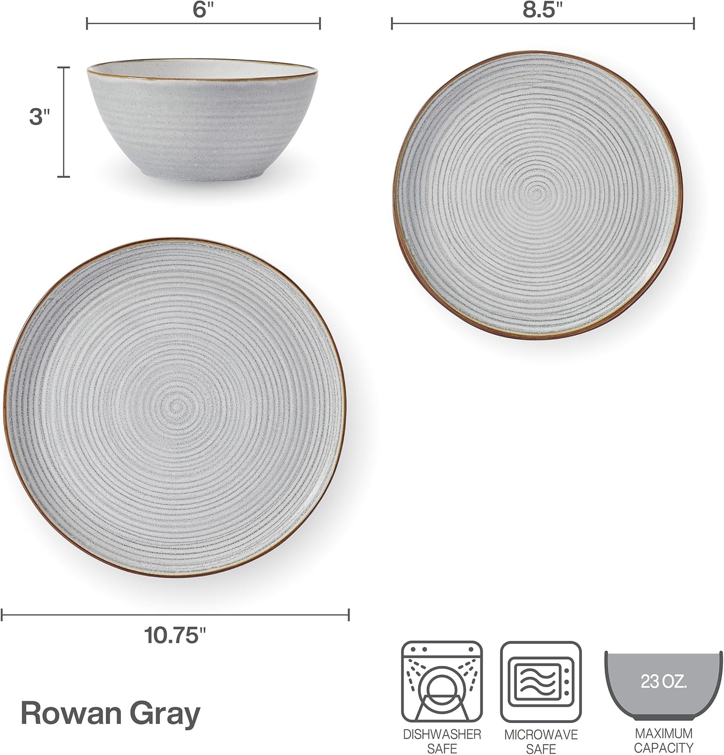 Pfaltzgraff Rowan Gray 12-Piece Dinnerware Set