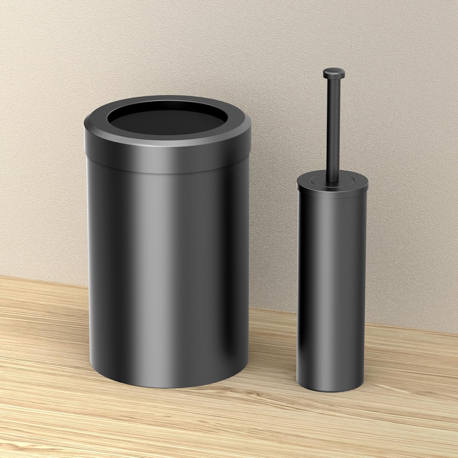 Gatco Matte Black Waste Basket and Toilet Brush Set