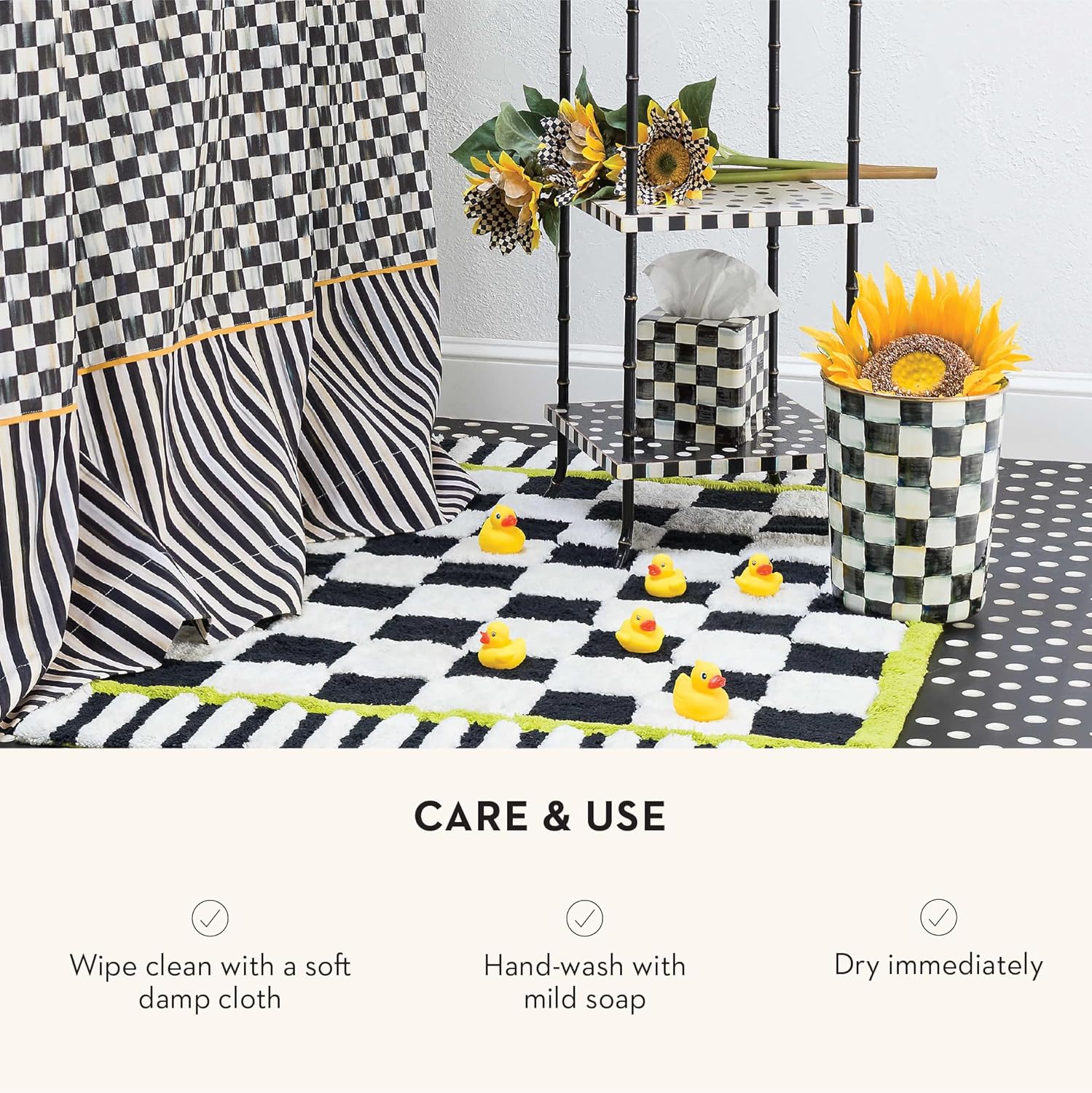 MACKENZIE-CHILDS Decorative Black-and-White Waste Bin