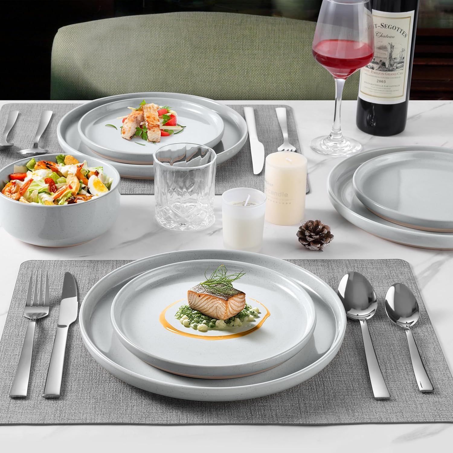 LIANYU 12-Piece Stoneware Dinnerware Set for 4