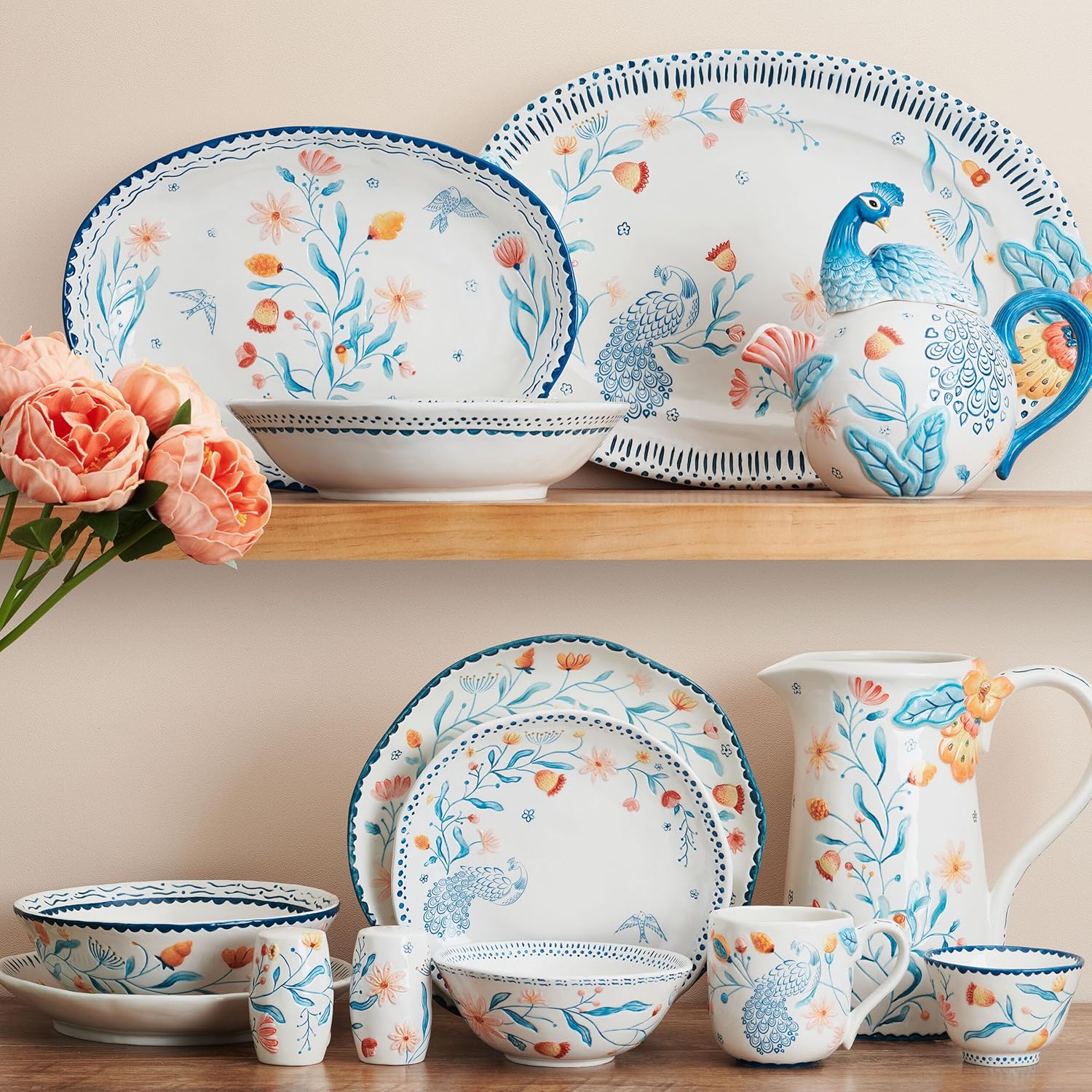 Fitz and Floyd Gracie Floral 12-Piece Dinnerware Set