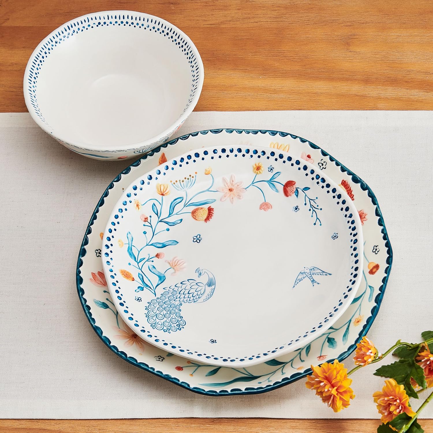 Fitz and Floyd Gracie Floral 12-Piece Dinnerware Set