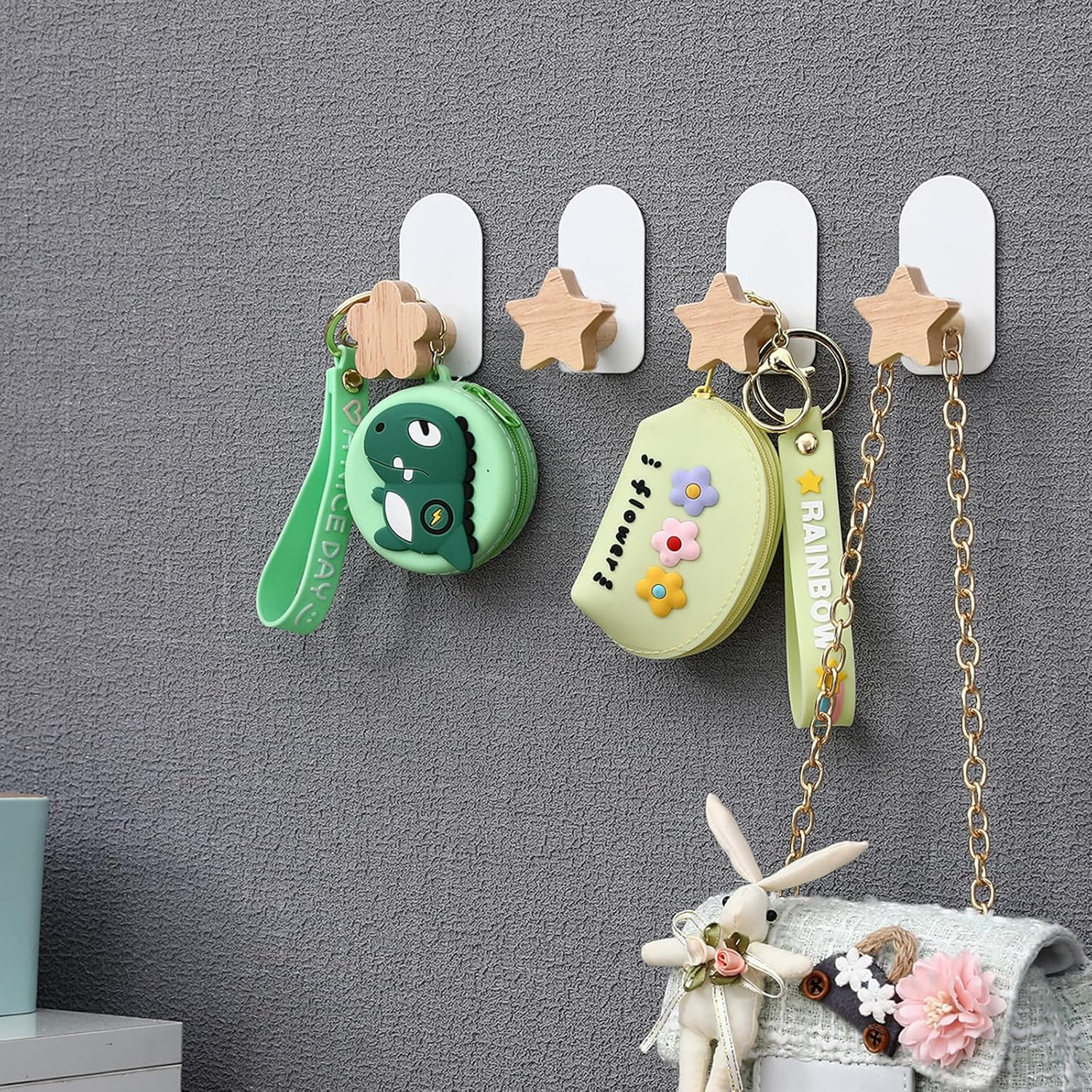 8 PCS Star Shaped Hooks Adhesive Wall Mounts for Kids Room