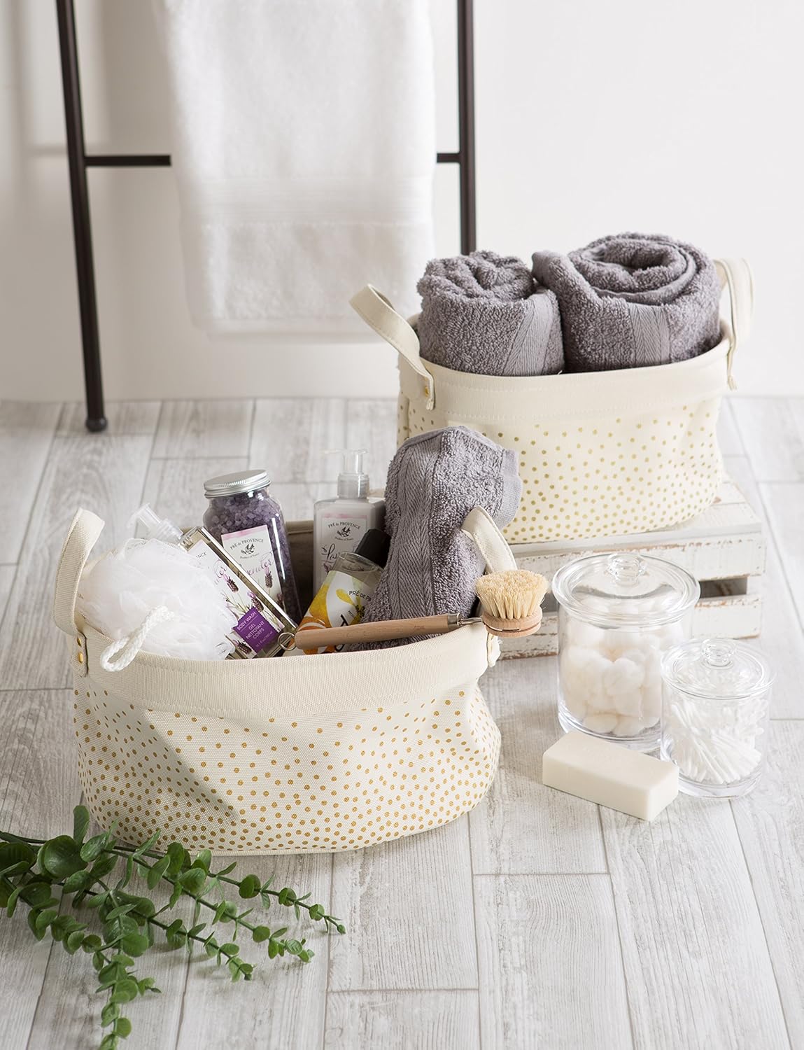 DII Canvas Laundry Basket Set of 2 Confetti Gold 1