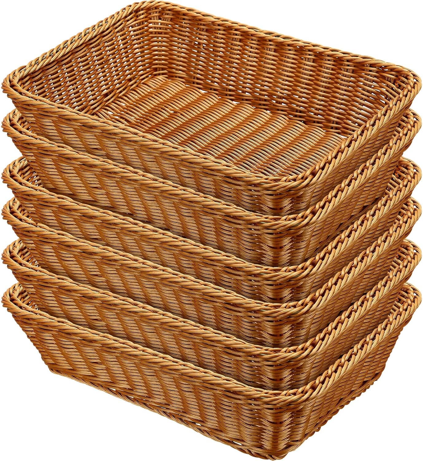 Irenare 6 Pcs Poly Wicker Bread Baskets