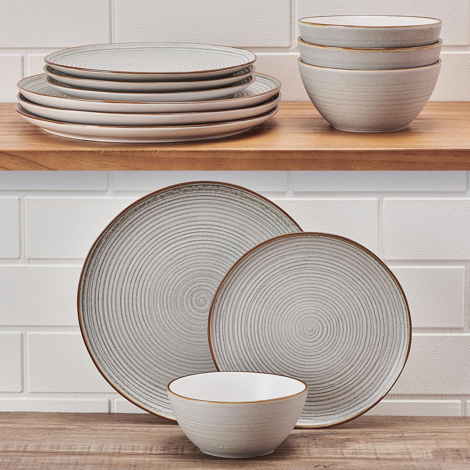 Pfaltzgraff Rowan Gray 12-Piece Dinnerware Set